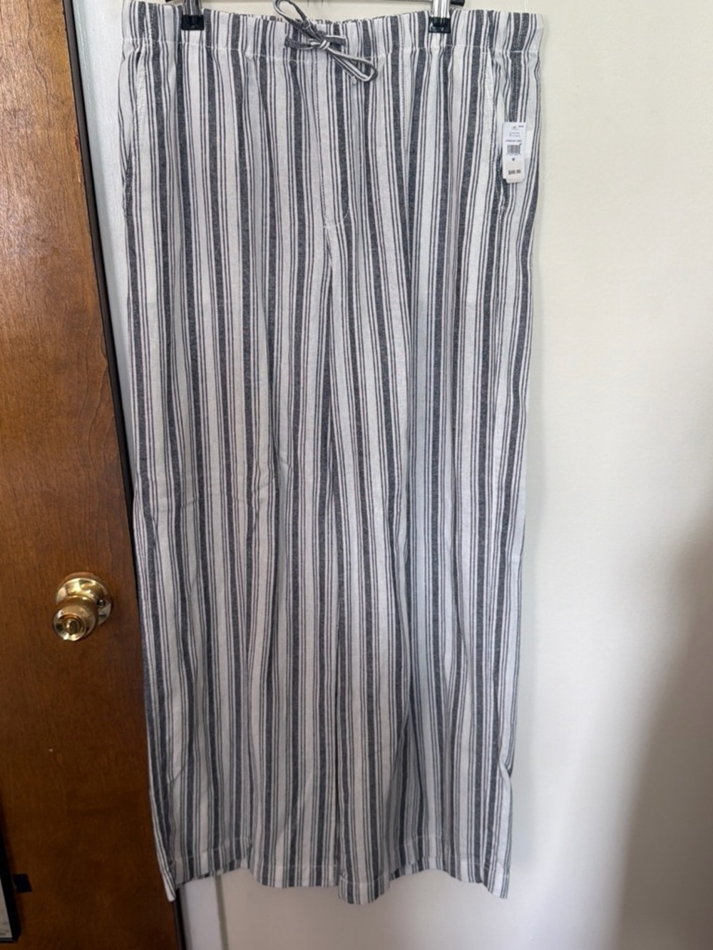 Navy and White Striped Pants